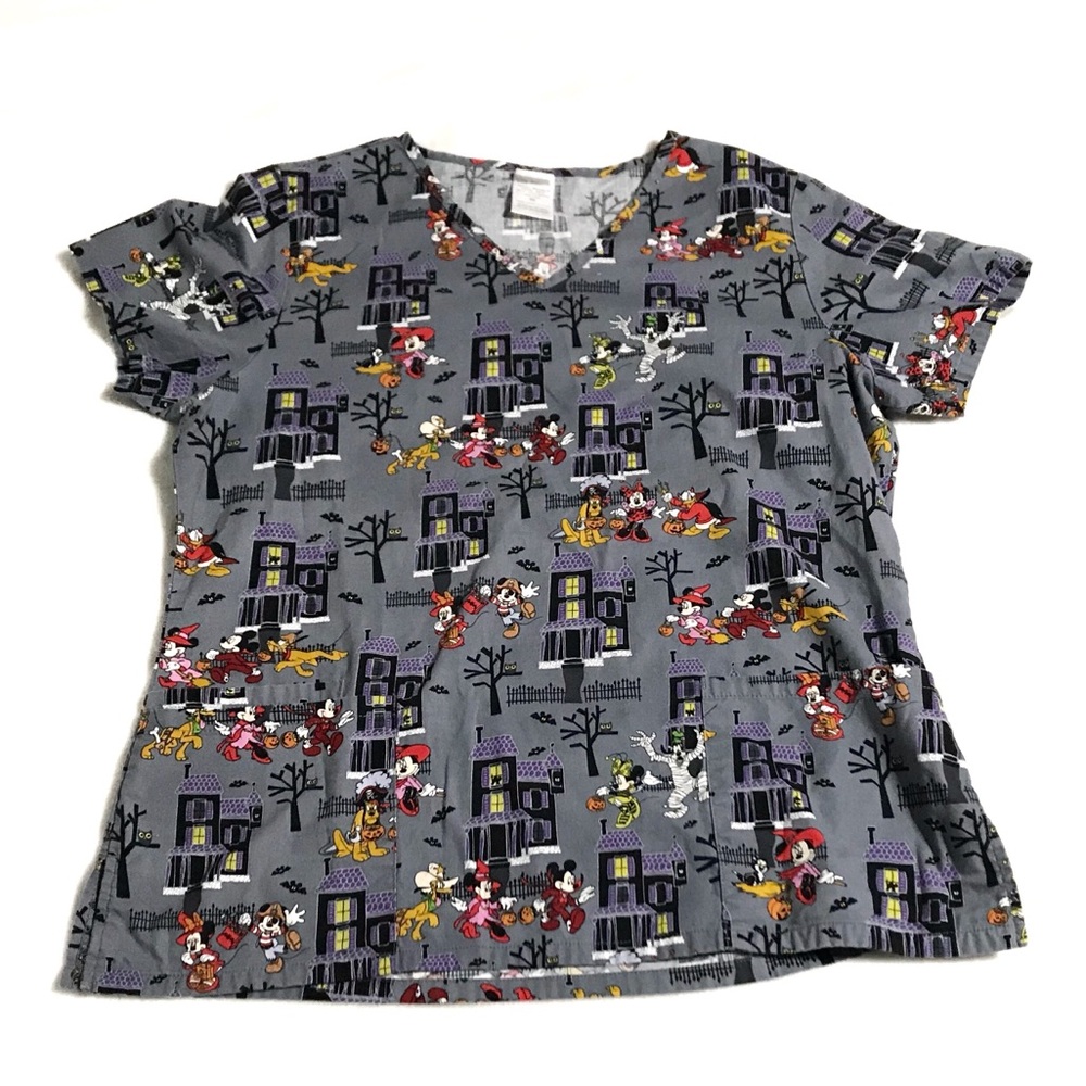 Disney Scrubs Halloween Mickey Mouse Top Medium